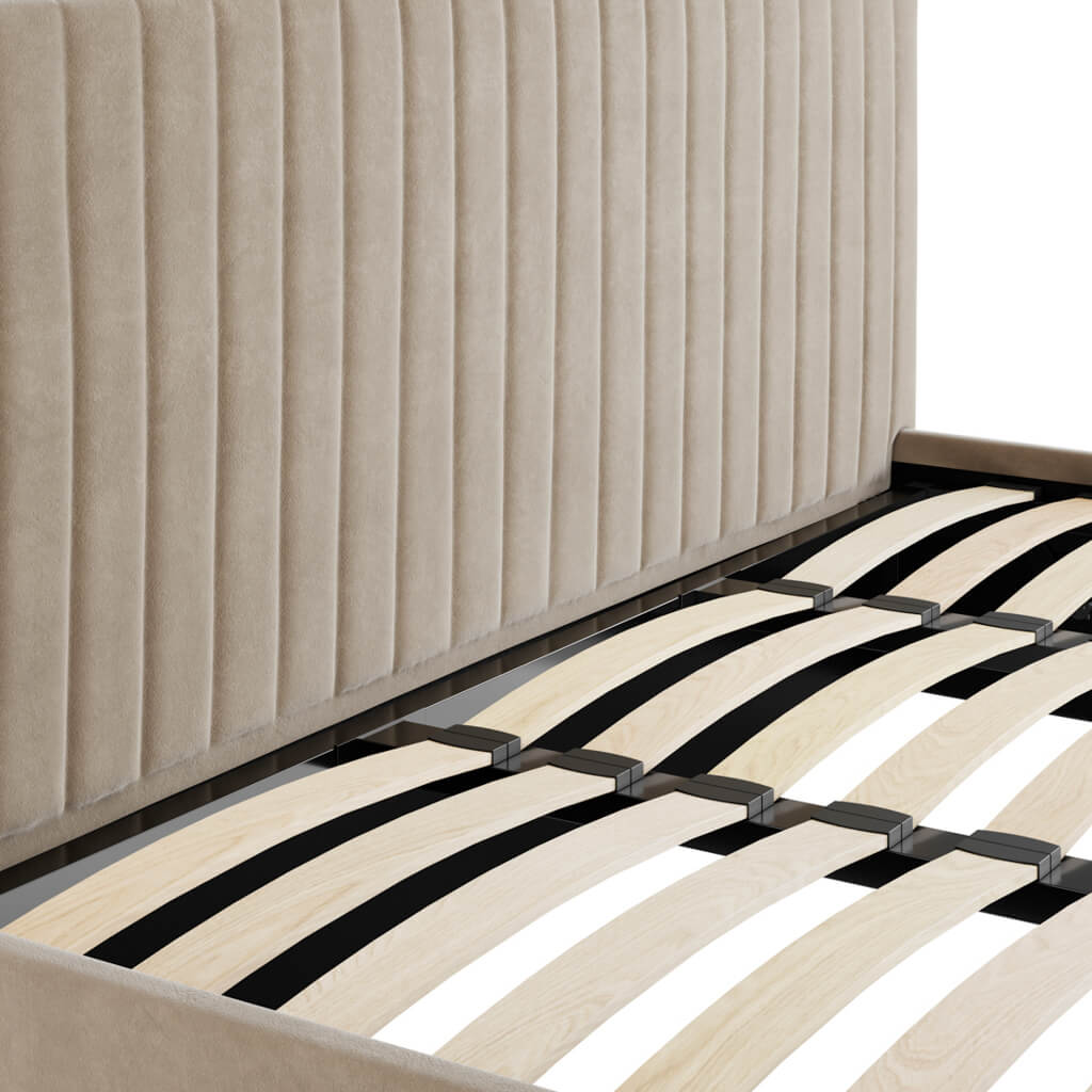 Berlin Beige Velvet Ottoman Super King Size Bed